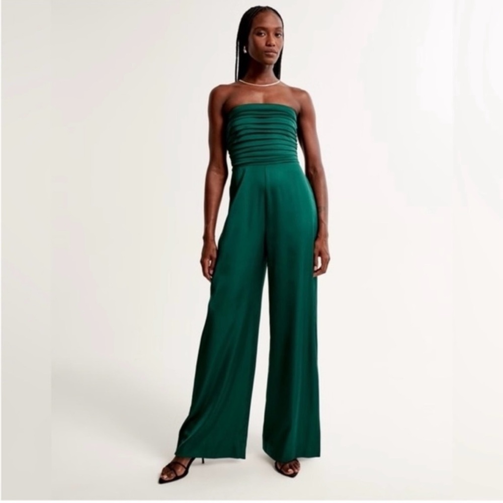 Abercrombie & Fitch Green Strapless Jumpsuit